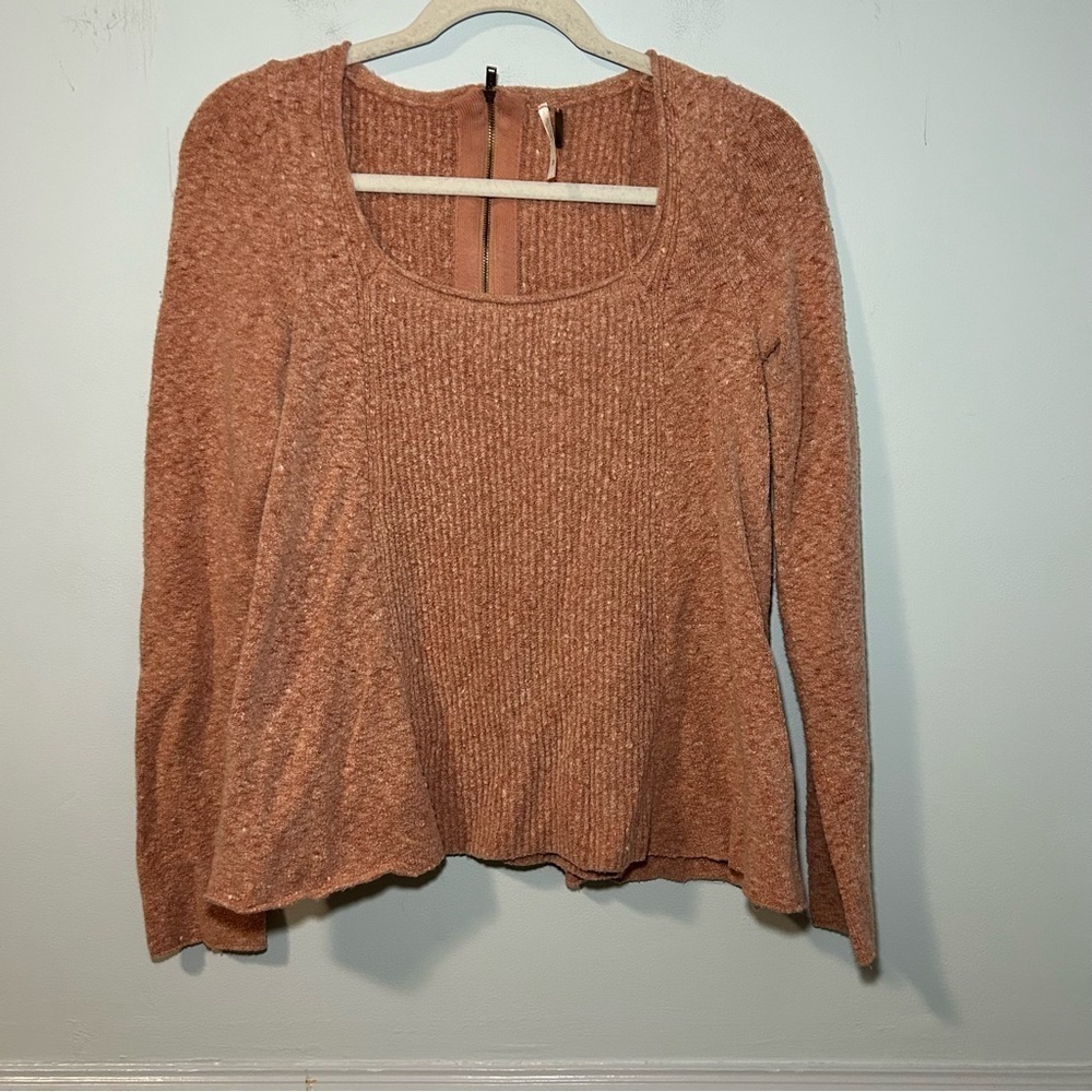 Free People Pink Swing Out Sister Ribbed Crew Neck Sweater Size Small